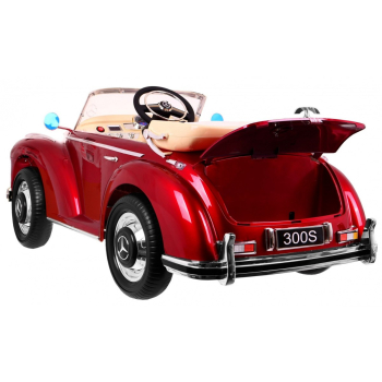 Mercedes Benz 300S Retro dla dzieci Lakier Czerwony + Pilot + EVA + Wolny Start + LED MP3